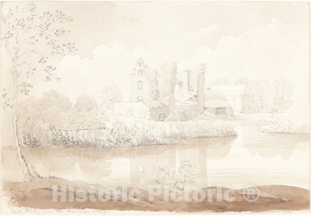 Art Print : Bulwer, Castle Rheban on The River Barrow, Athy - Vintage Wall Art