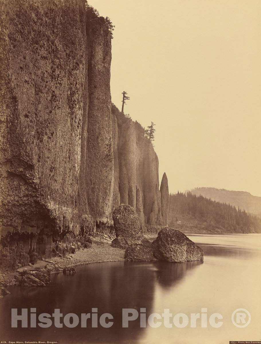 Art Print : Carleton E. Watkins, Cape Horn, Columbia River, Oregon, 1867 - Vintage Wall Art