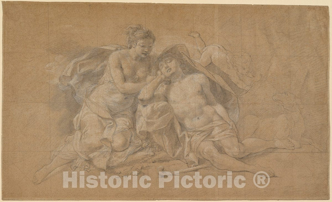 Art Print : Charles-Antoine Coypel, Diana and Endymion, 1720s - Vintage Wall Art