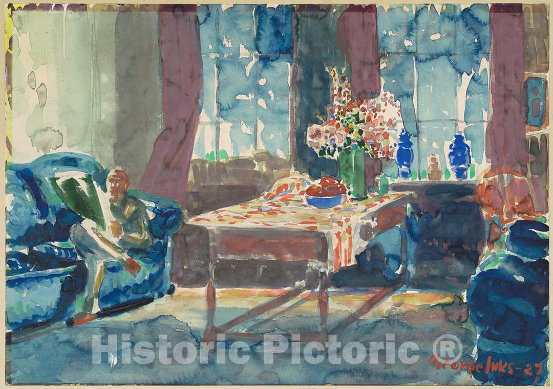 Art Print : George LUKS, Self-Portrait: Interior of My New York Apartment, 1927 - Vintage Wall Art