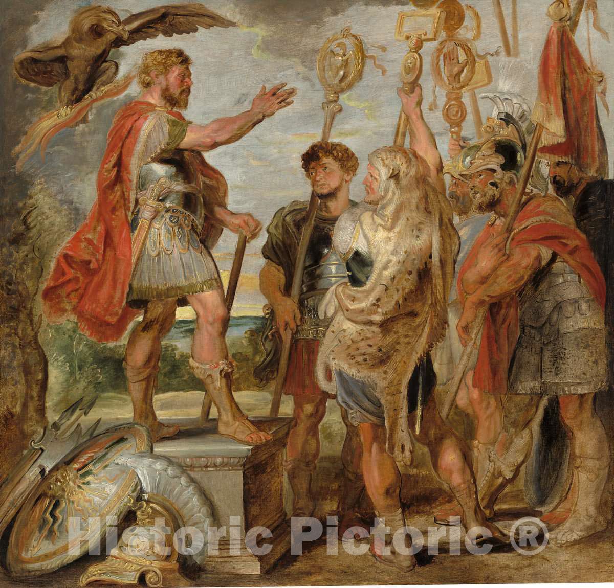 Art Print : Sir Peter Paul Rubens, Decius Mus Addressing The Legions, 1616 - Vintage Wall Art