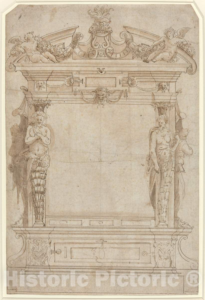 Art Print : Design for an Architectural Framework, 16th Century - Vintage Wall Art