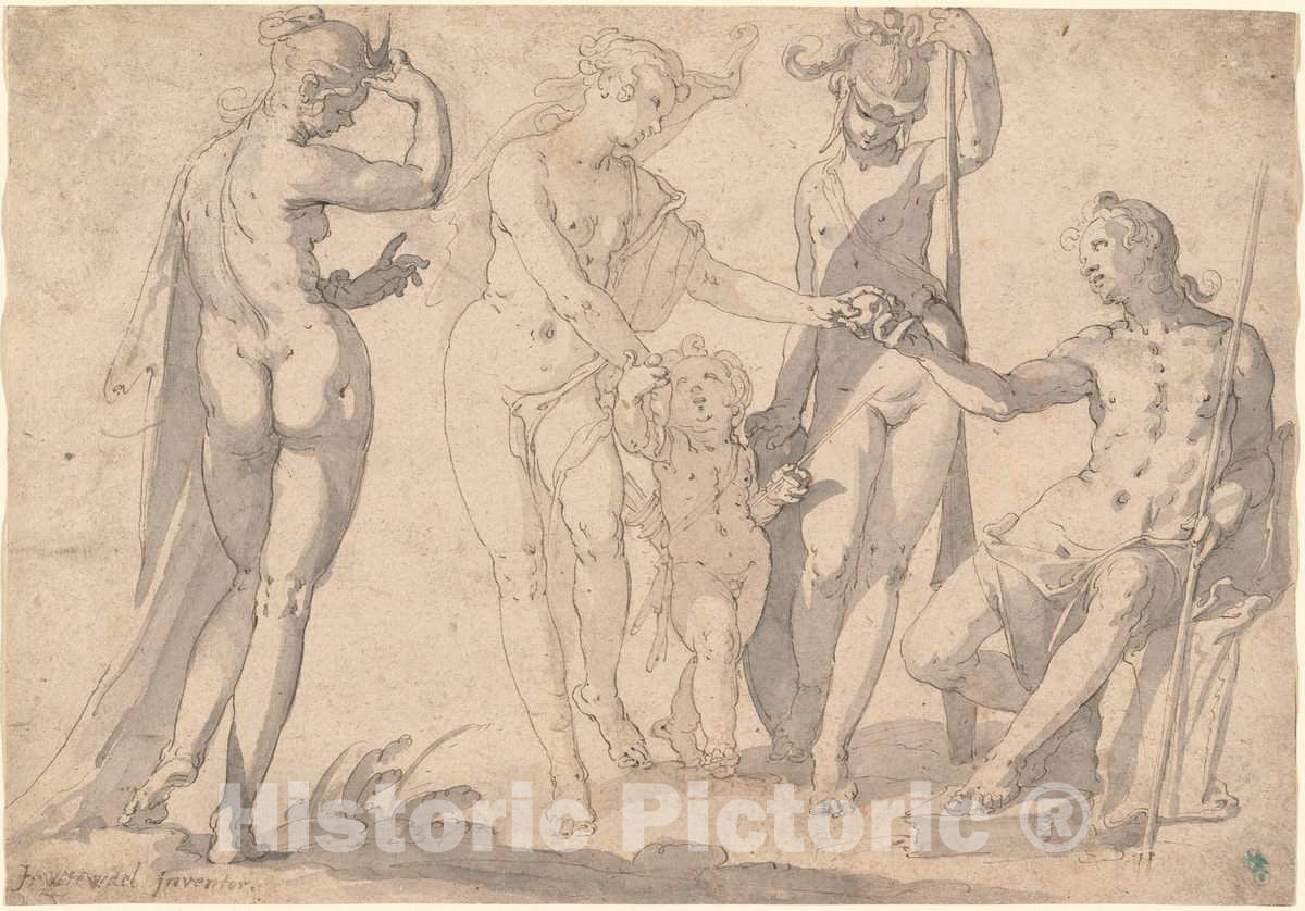 Art Print : Joachim Anthonisz Wtewael, The Judgment of Paris, c. 1615 - Vintage Wall Art