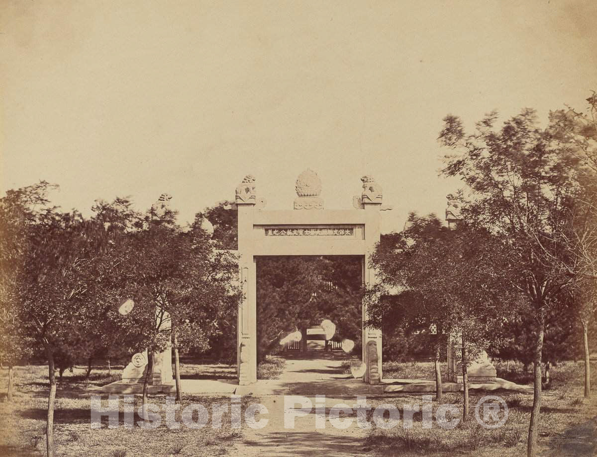 Art Print : Felice Beato, Tomb Near Palichian, The Scene of The Commencement of The Attack on September 21, 1860, 1860 - Vintage Wall Art