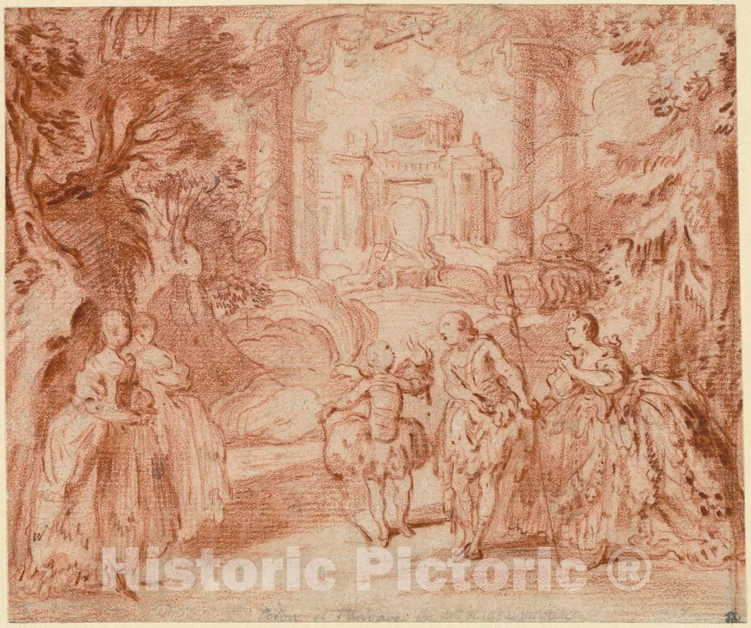 Art Print : Gabriel Jacques de Saint-Aubin, The Divertissement from Voltaire's La Princesse de Navarre, 1745 - Vintage Wall Art