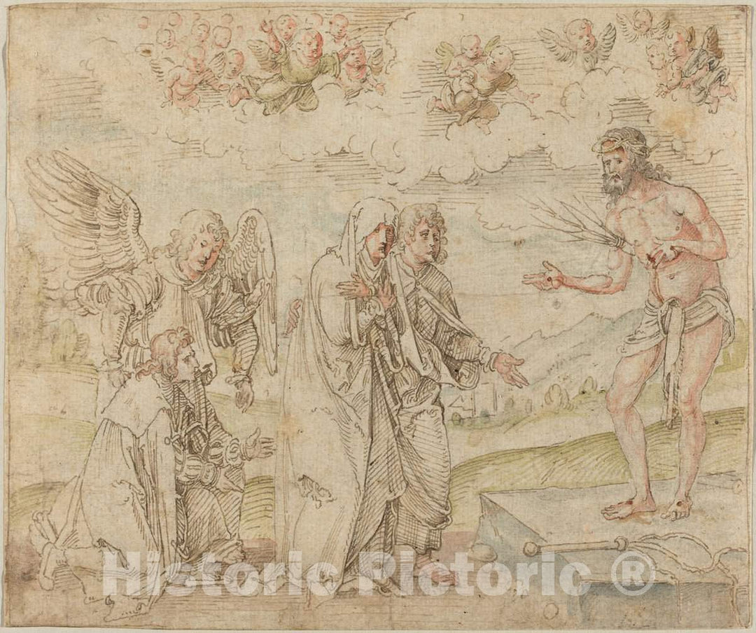 Art Print : Hans SÃ¼ss von Kulmbach, Mary and John Before The Man of Sorrows, c. 1514 - Vintage Wall Art