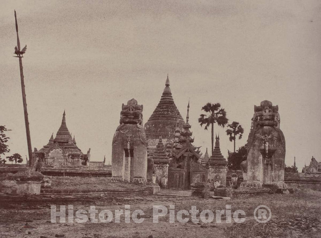 Art Print : Linnaeus Tripe, Pugahm Myo: Entrance to The Shwe Zeegong Pagoda, August 20-24, 1855, or October 23, 1855 - Vintage Wall Art