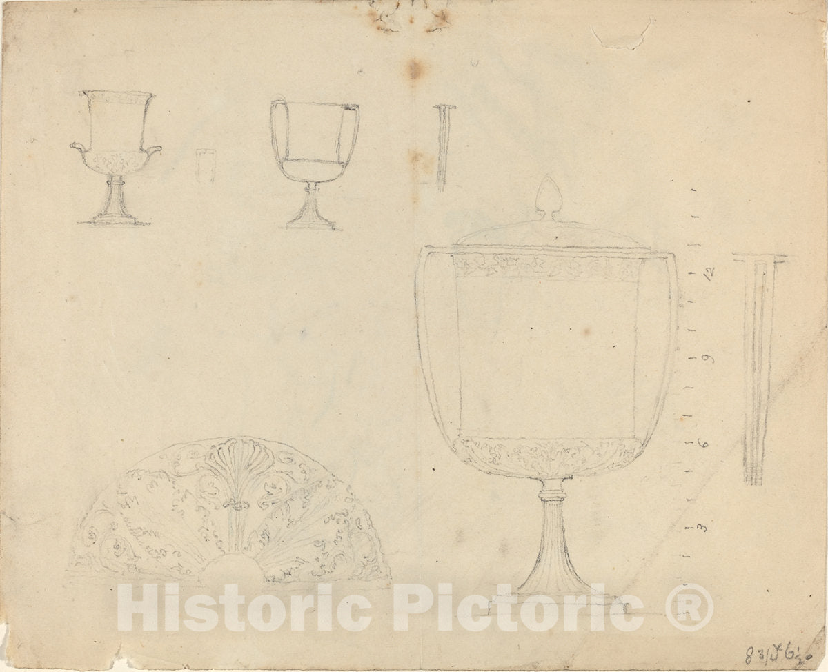 Art Print : John Flaxman, Sheet of Studies [Recto and Verso], in or After 1819 - Vintage Wall Art