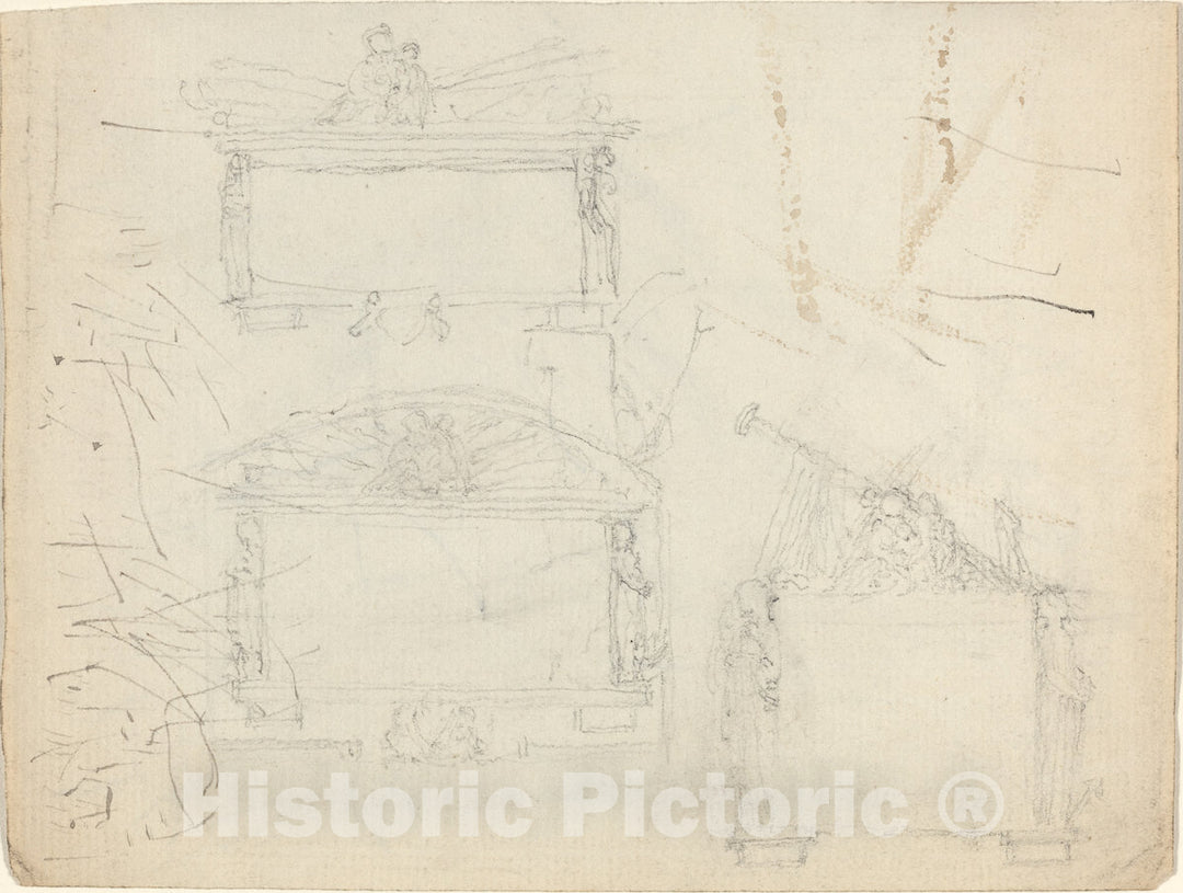 Art Print : John Flaxman, Designs for Monuments [Recto and Verso] - Vintage Wall Art