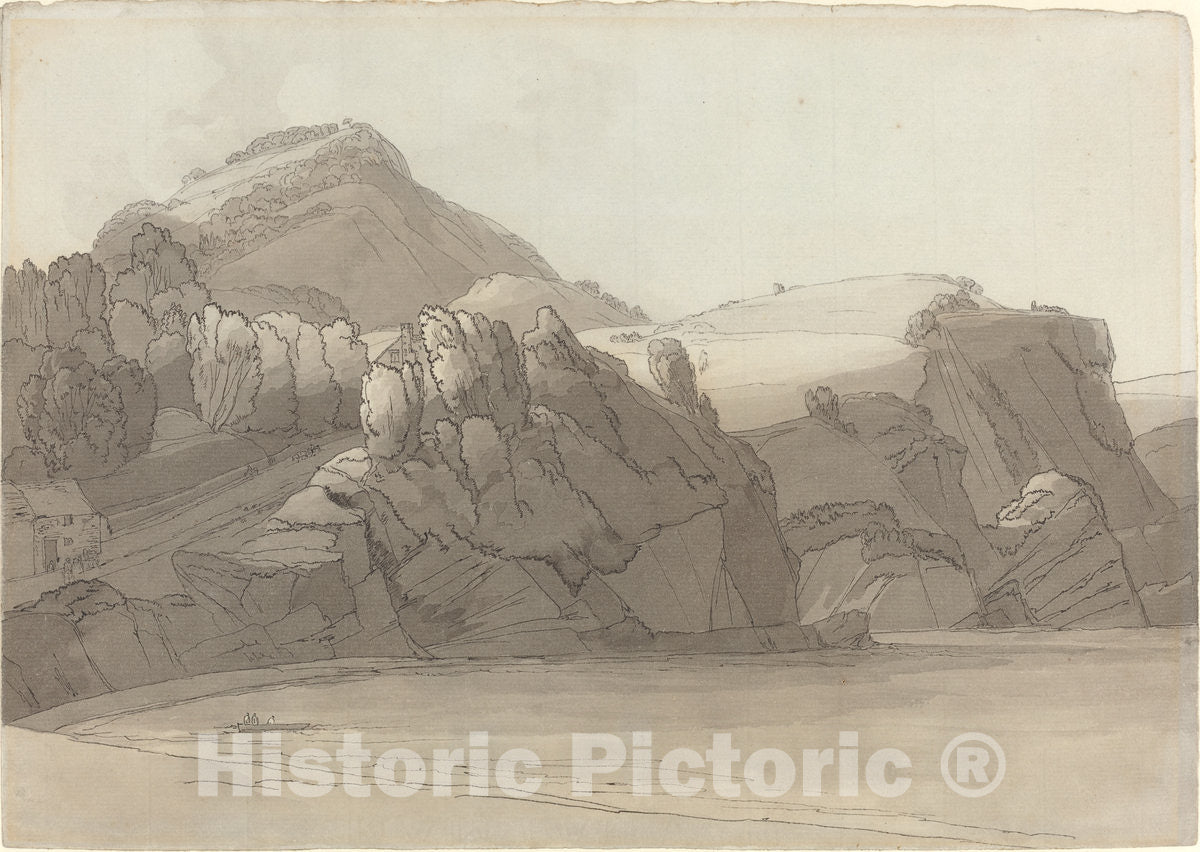 Art Print : Francis Towne, A Rocky Shore at Coombmartin, Devon (Combe Martin Bay), 1783 - Vintage Wall Art