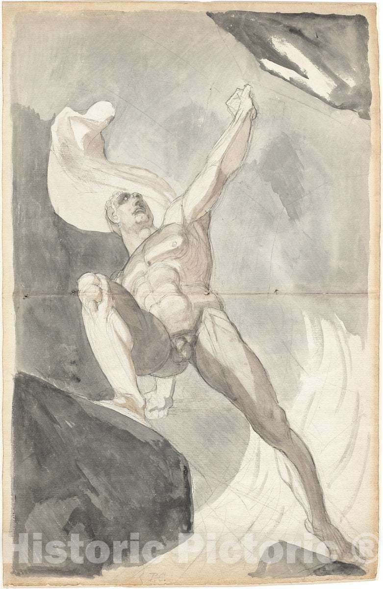 Art Print : Henry Fuseli, Satan Defying The Powers of Heaven, Late 1790s - Vintage Wall Art