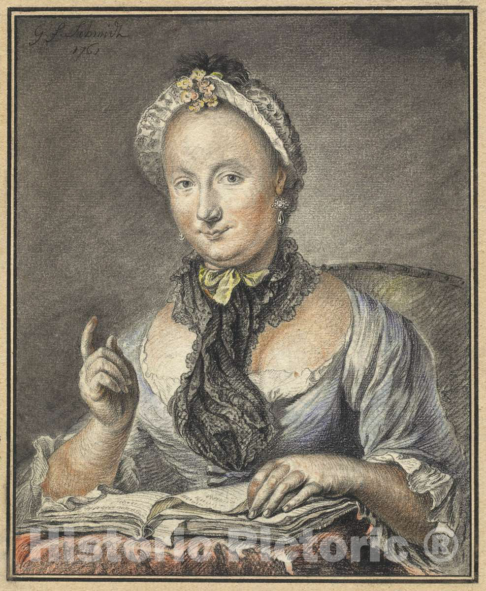 Art Print : Georg Friedrich Schmidt, The Artist's Wife with a Book, 1752 - Vintage Wall Art