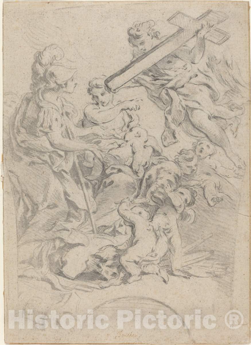 Art Print : Boucher After Battista Gaulli, Faith and Charity, c.1730 - Vintage Wall Art