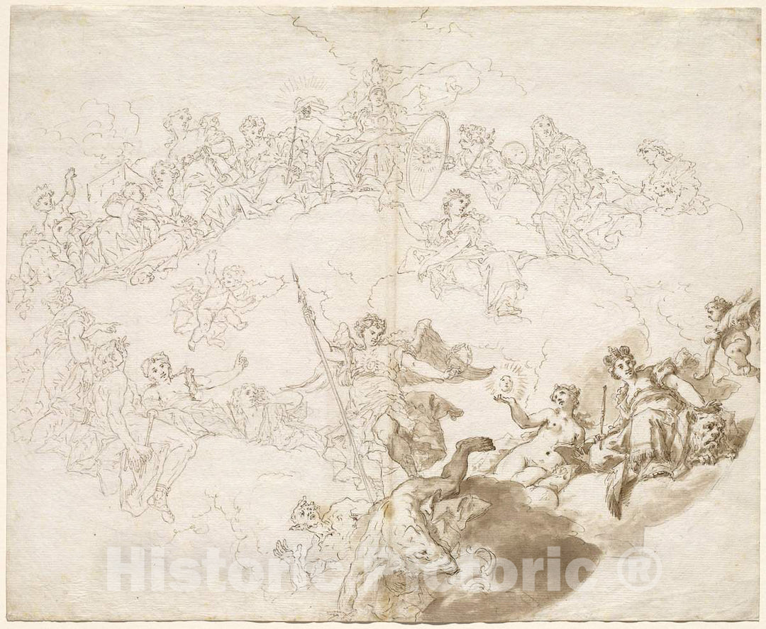 Art Print : Livio Retti, The Triumph of Virtue and Divine Wisdom, 1736 - Vintage Wall Art