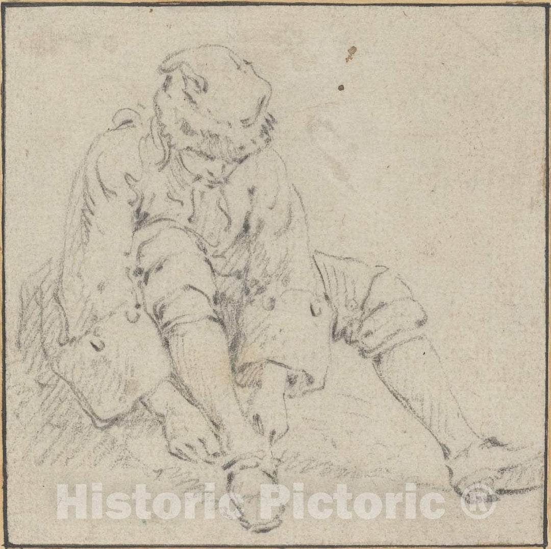 Art Print : Baptiste Le Prince, Man Pulling on His Shoe, c.1761 - Vintage Wall Art