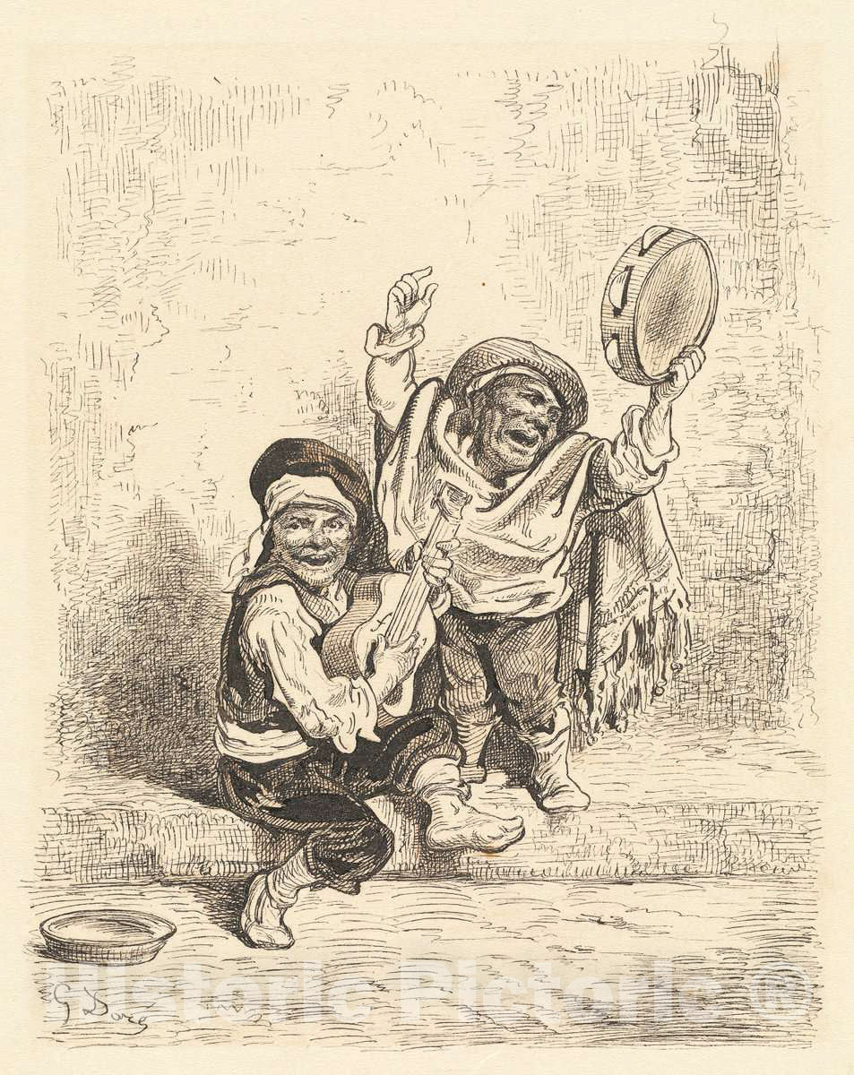 Art Print : Gustave DorÃ©, Dwarf Musicians of Granada, c.1862 - Vintage Wall Art