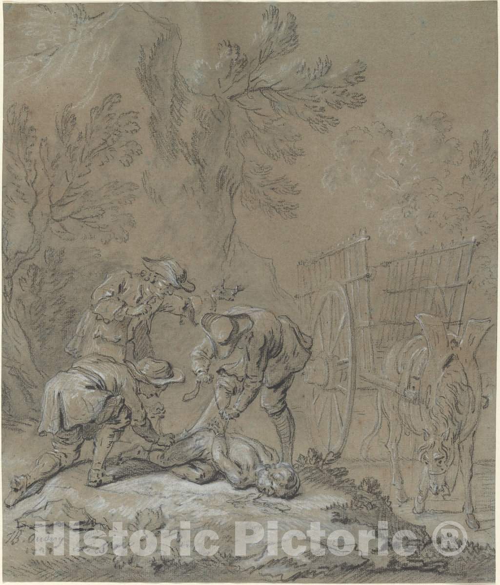 Art Print : Baptiste Oudry, Ragotin Lie par les Parents du Fou, 1727 - Vintage Wall Art