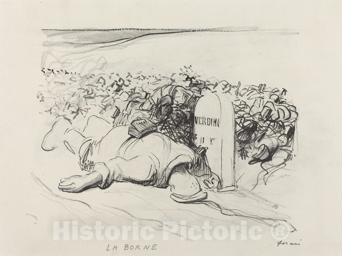 Art Print : Louis Forain, La Borne, Verdun, c. 1916 - Vintage Wall Art