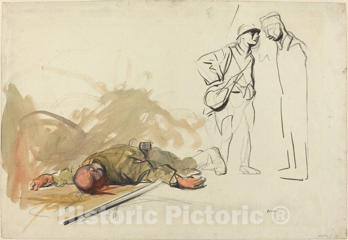 Art Print : Louis Forain, Dead German Soldier, c.1917 - Vintage Wall Art