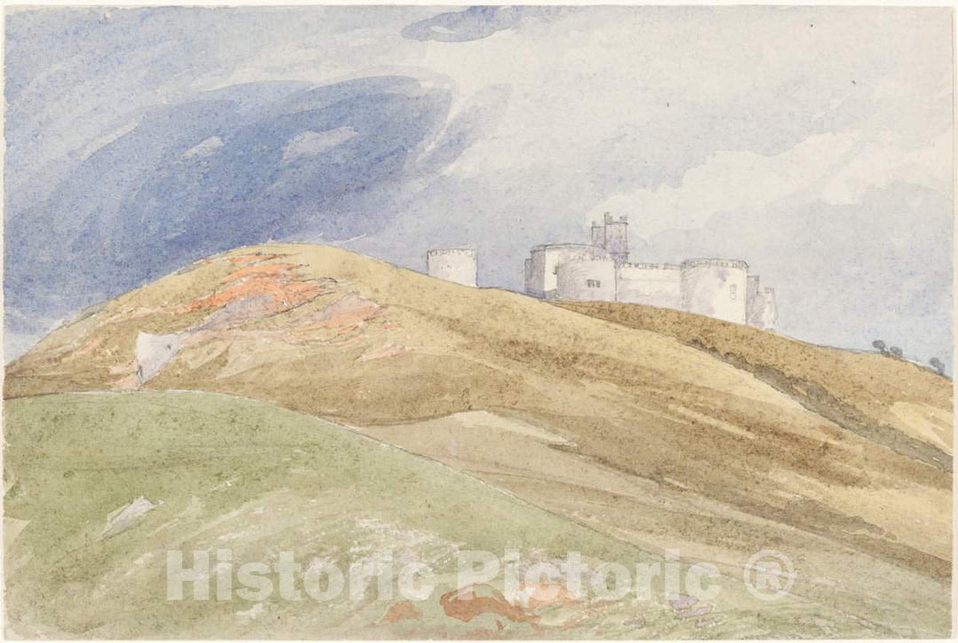 Art Print : Bulwer, Castle on a Hill, First Half 19th Century - Vintage Wall Art