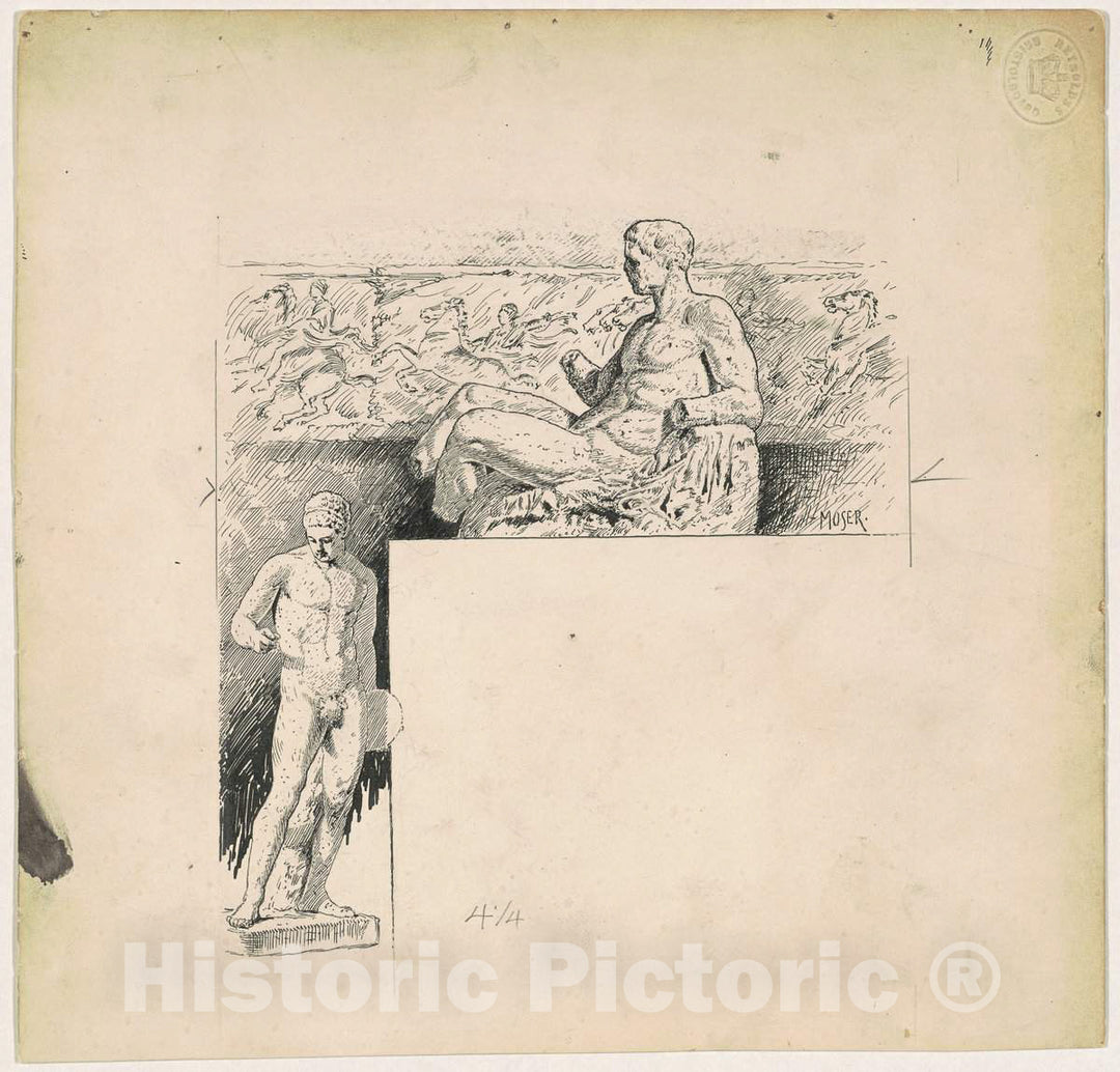 Art Print : James Henry Moser, Casts from Antique Sculpture: The Parthenon, 1890-1891 - Vintage Wall Art