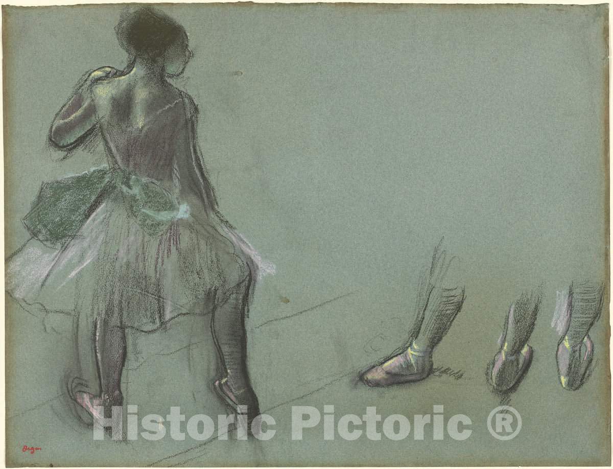 Art Print : Edgar Degas, Dancer Seen from Behind and Three Studies of Feet, c. 1878 - Vintage Wall Art