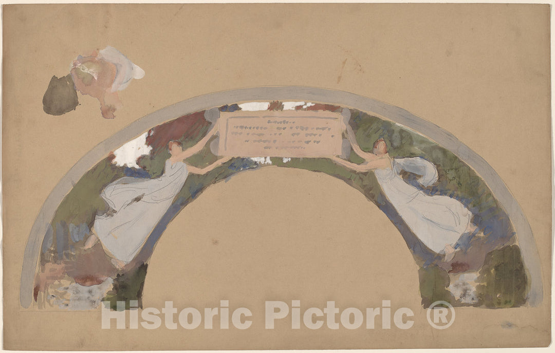 Art Print : Charles Sprague Pearce, Study of Two Female Figures in Arched Border, c.1894 - Vintage Wall Art