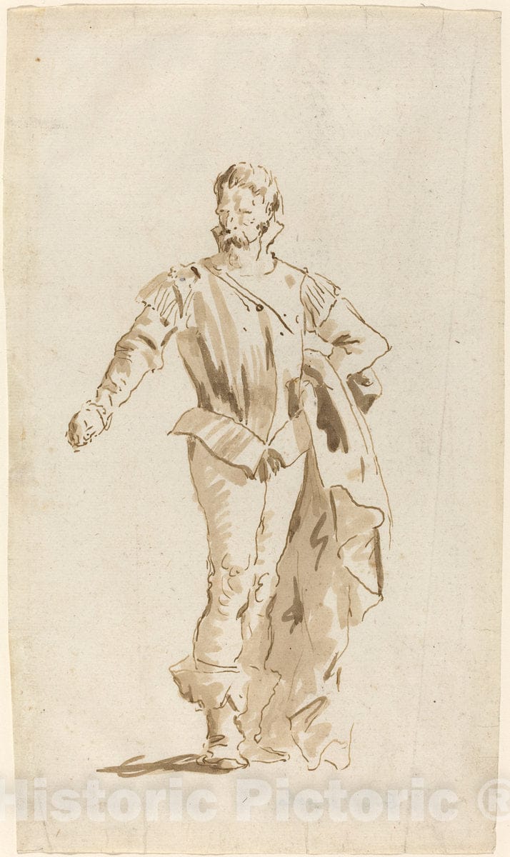 Art Print : Giovanni Battista Tiepolo, Standing Man in Sixteenth-Century Costume - Vintage Wall Art