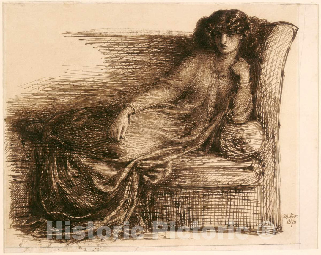 Art Print : Dante Gabriel Rossetti, Jane Morris, 1870 - Vintage Wall Art