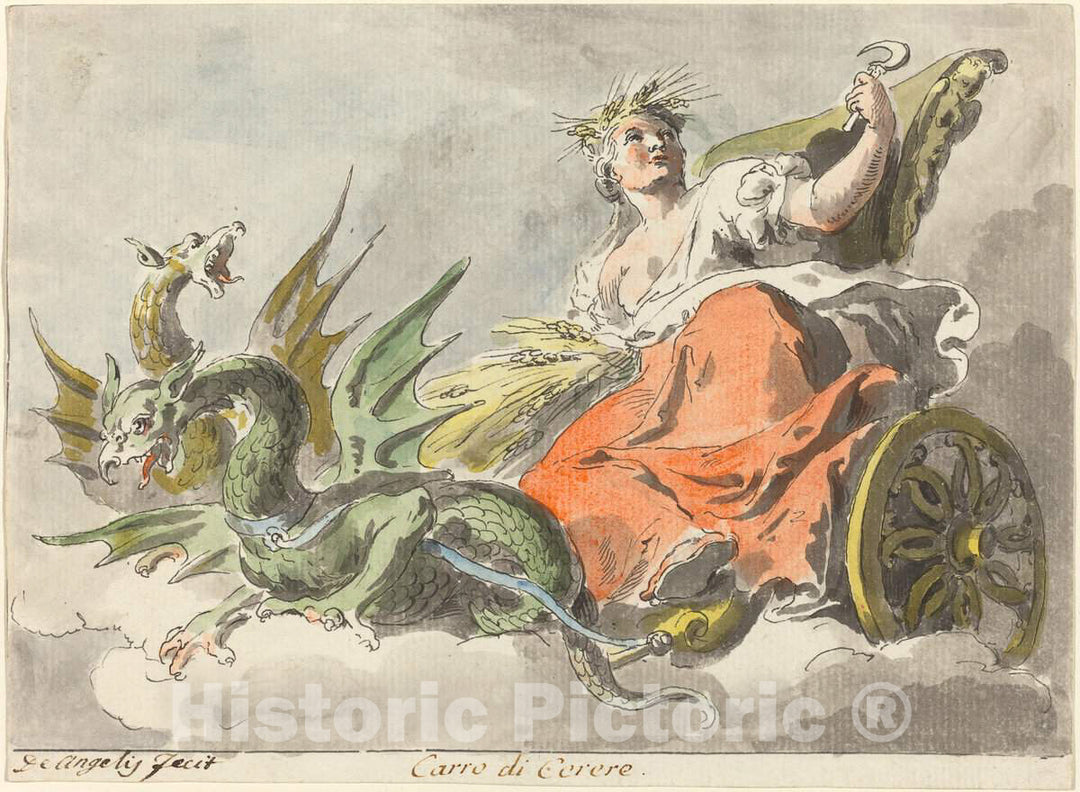 Art Print : Pietro de Angelis, Carro di Cerere (Chariot of Ceres) - Vintage Wall Art