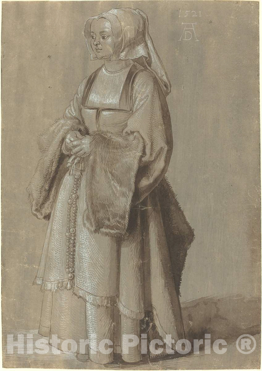 Art Print : Albrecht DÃ¼rer, Young Woman in Netherlandish Dress, 1521 - Vintage Wall Art