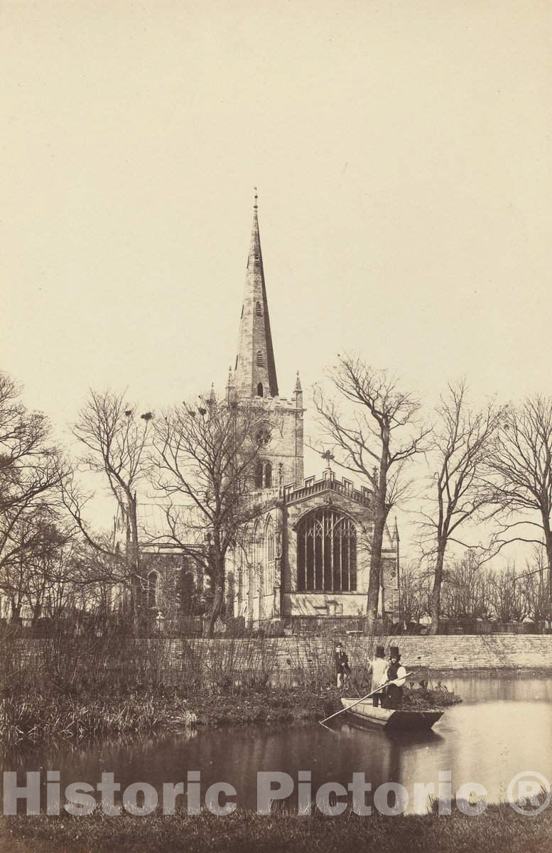 Art Print : Philip Henry Dellamotte, Church from a River Bank, 1850s - Vintage Wall Art