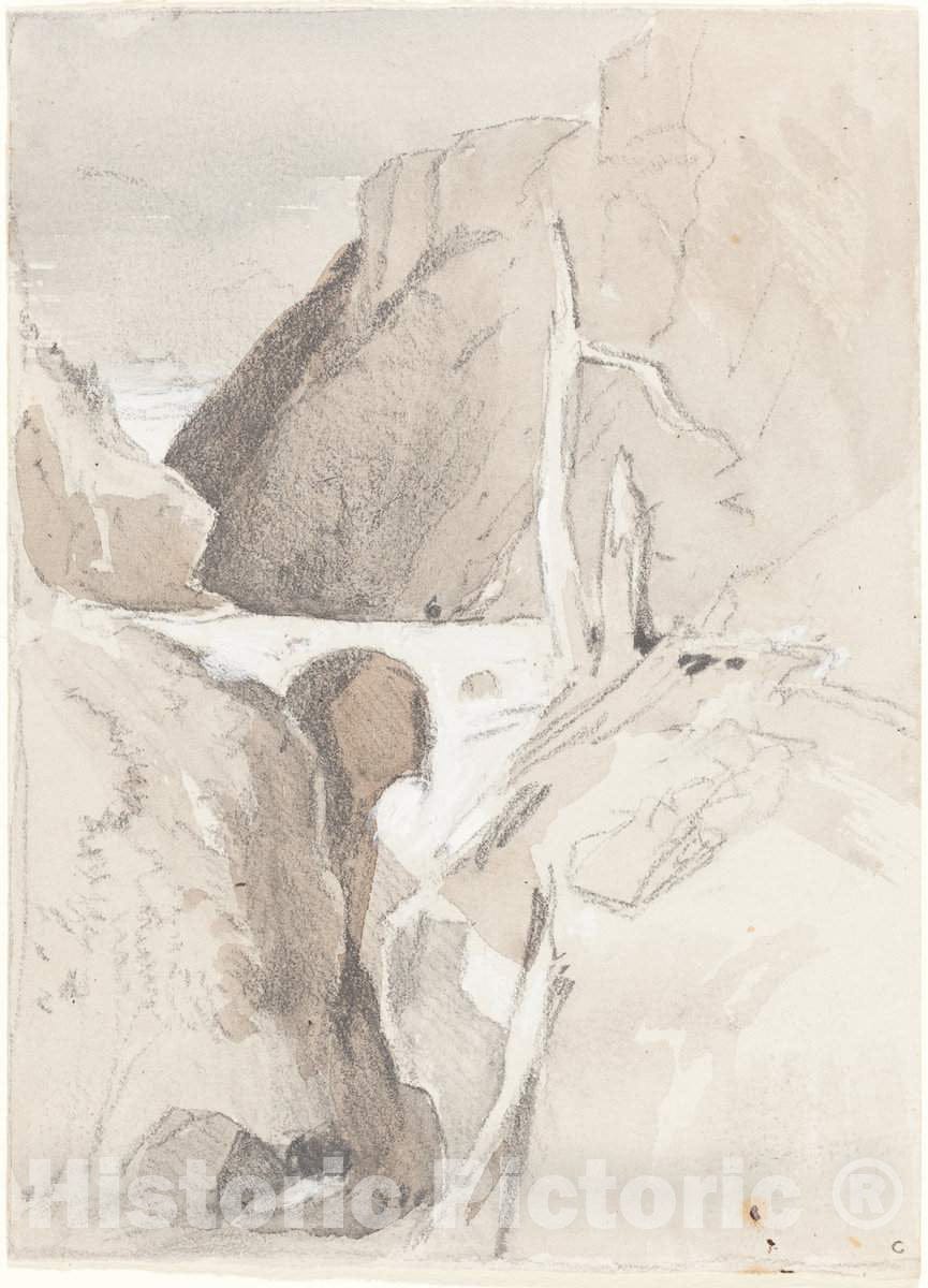 Art Print : John Sell Cotman, Gorge with Tree Stumps - Vintage Wall Art