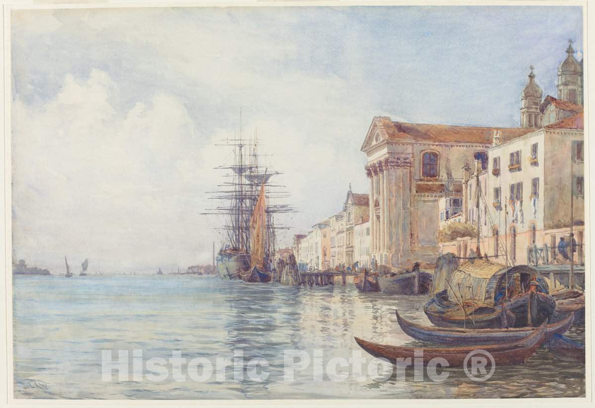 Art Print : David Law, The Giudecca Canal with Shipping Near The Chiesa dei Gesuati, 1880s - Vintage Wall Art