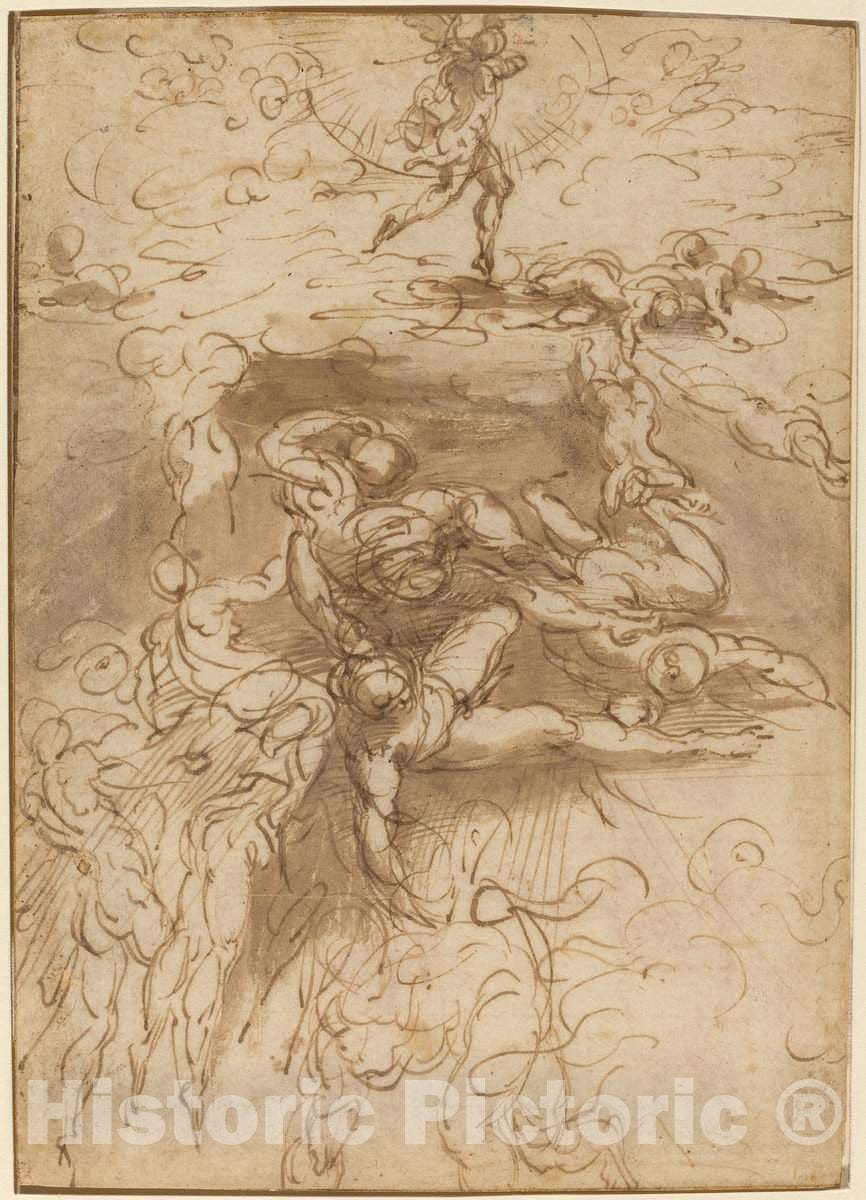 Art Print : Parmigianino, The Fall of The Rebel Angels [Recto], c.1526 - Vintage Wall Art