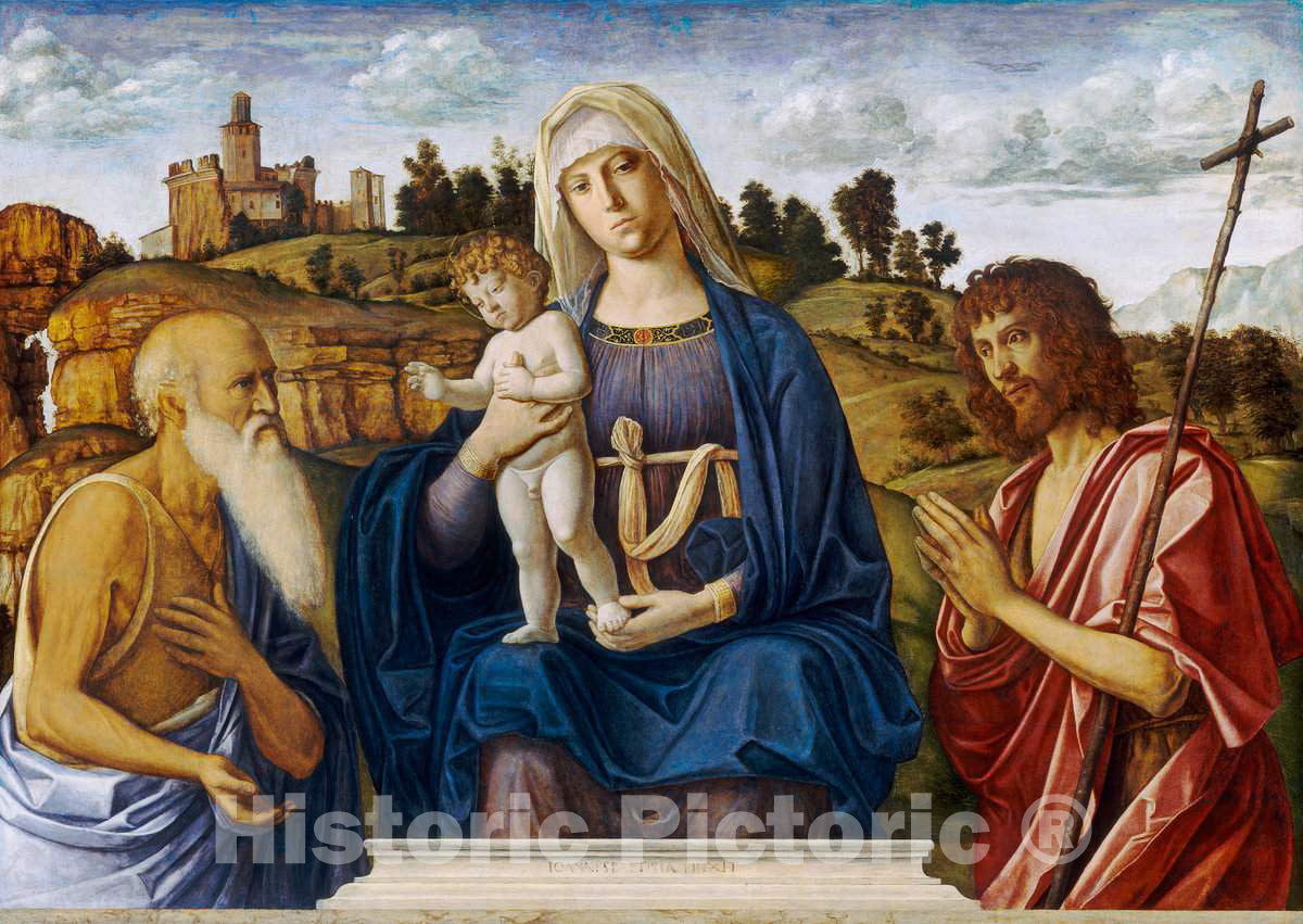 Art Print : CIMA da Conegliano, Madonna and Child with Saint Jerome and Saint John The Baptist, c.1494 - Vintage Wall Art