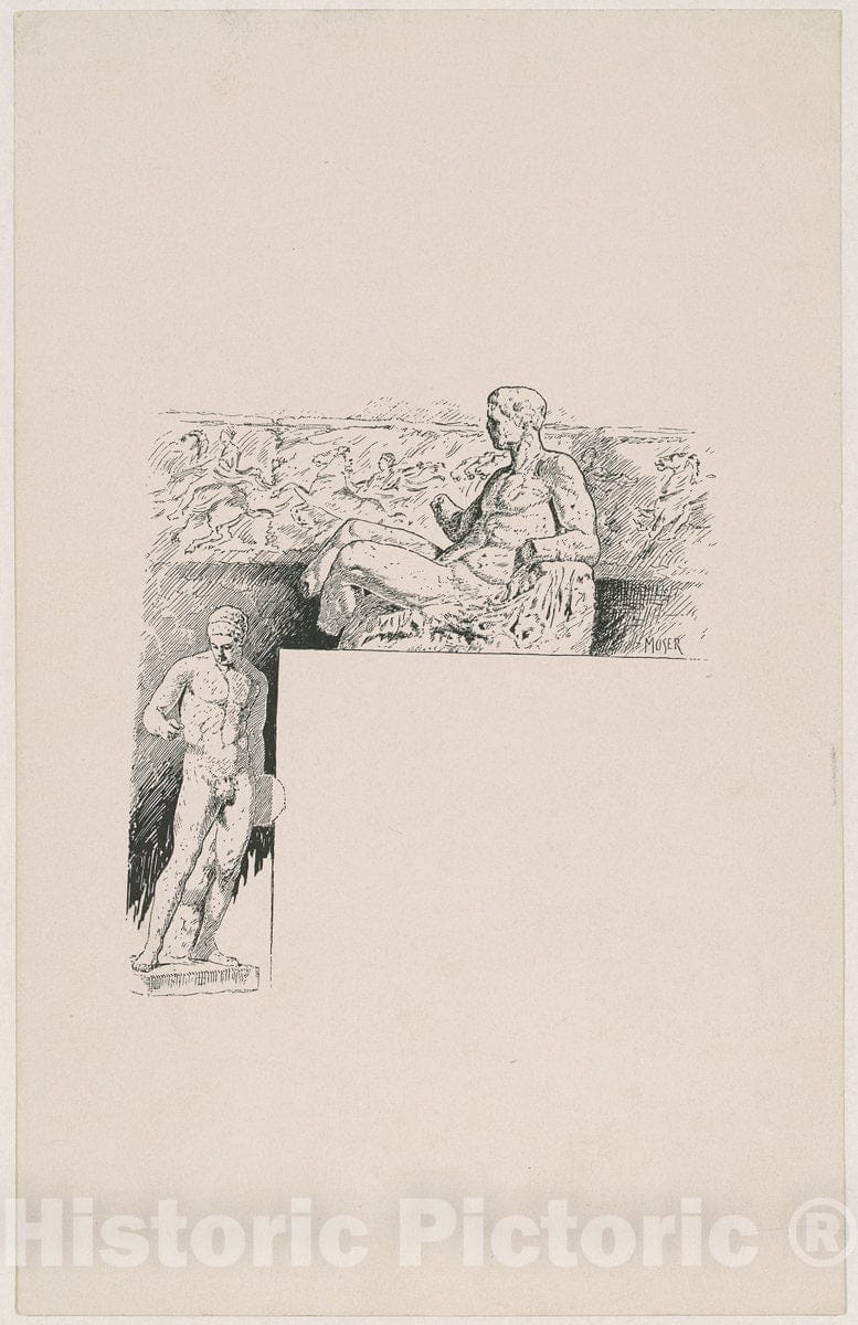 Art Print : James Henry Moser, Casts from Antique Sculpture: The Parthenon, Proof, 1892 - Vintage Wall Art