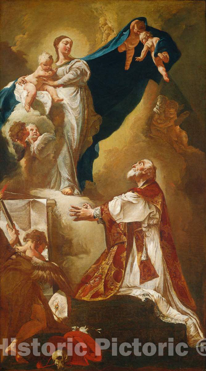 Art Print : Giovanni Battista Piazzetta, Madonna and Child Appearing to Saint Philip Neri, 1725 or After - Vintage Wall Art