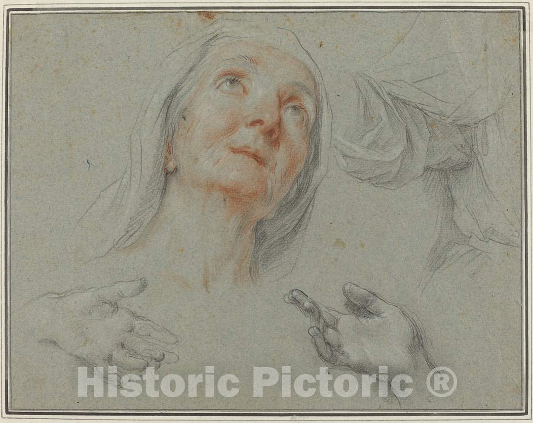 Art Print : Agostino Masucci, Studies for Saint Anne in Education of The Virgin - Vintage Wall Art