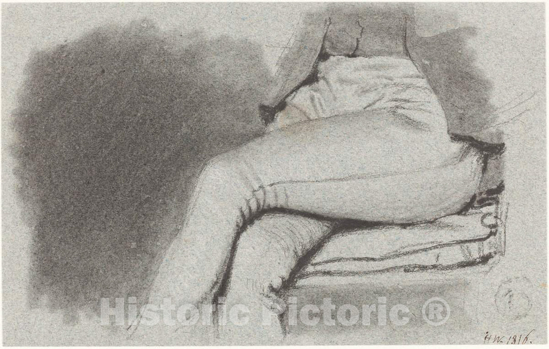 Art Print : Henry Wyatt, Study of a Seated Man's Legs, 1816 - Vintage Wall Art