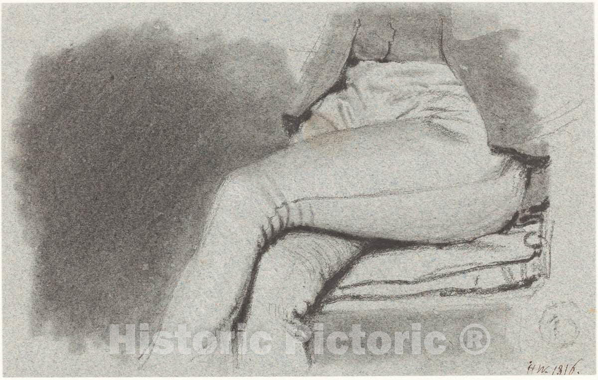 Art Print : Henry Wyatt, Study of a Seated Man's Legs, 1816 - Vintage Wall Art