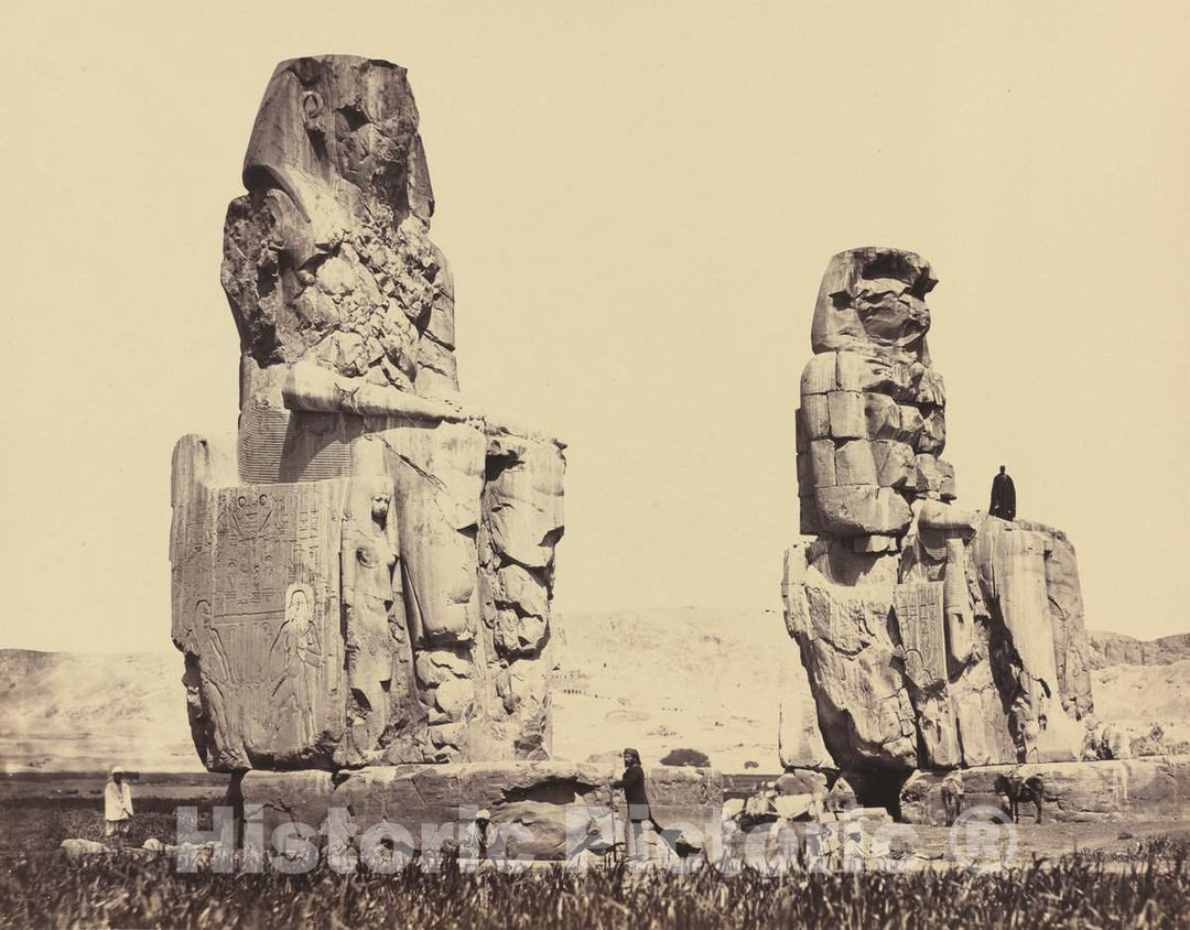 Art Print : Francis Frith, The Statues of The Plain, Thebes, 1858 - Vintage Wall Art