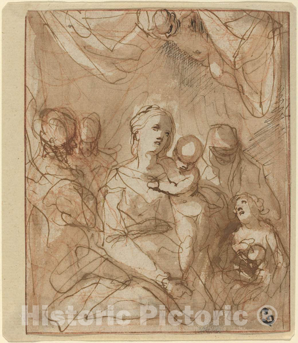 Art Print : Hans Rottenhammer, The Virgin and Infant Jesus with Saints, c. 1600 - Vintage Wall Art