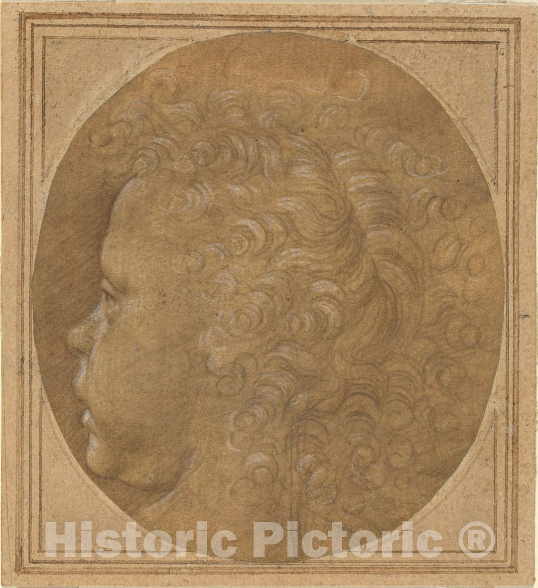 Art Print : Fra Bartolommeo, Head of a Child [Recto], c. 1490 - Vintage Wall Art