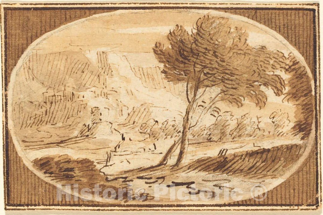 Art Print : Herman Van Swanevelt, A Landscape with a Great Tree - Vintage Wall Art