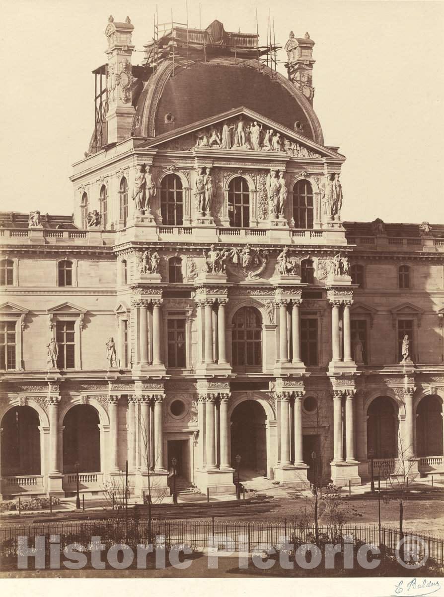 Art Print : Ã‰douard-Denis Baldus, View of The Louvre, 1855-1857 - Vintage Wall Art