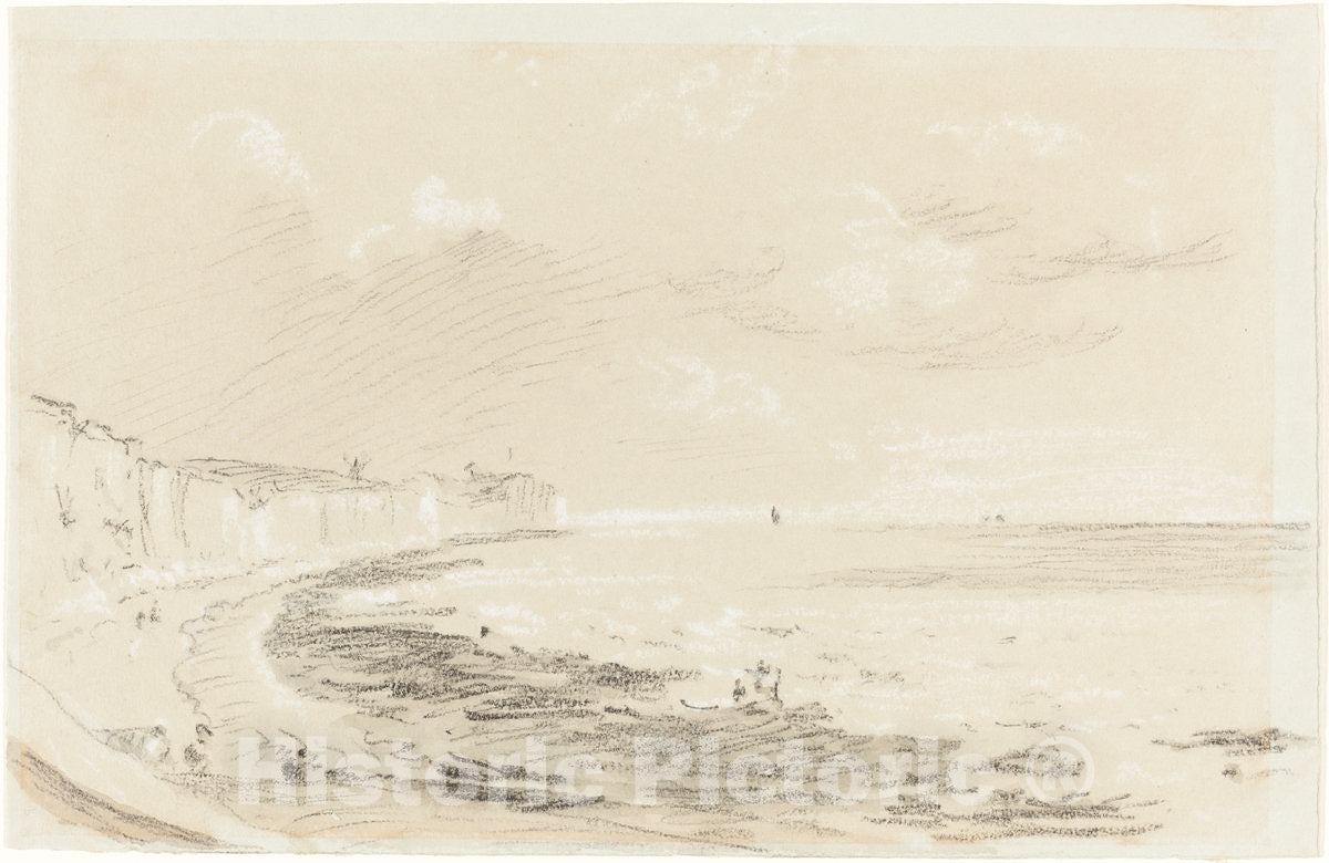 Art Print : Sea Coast Scene, 19th Century - Vintage Wall Art