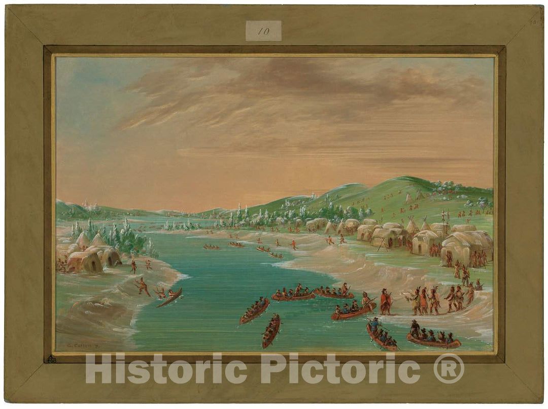 Art Print : George CATLIN, La Salle and Party Arrive at The Village of The Illinois. January 1, 1680, c.1848 - Vintage Wall Art