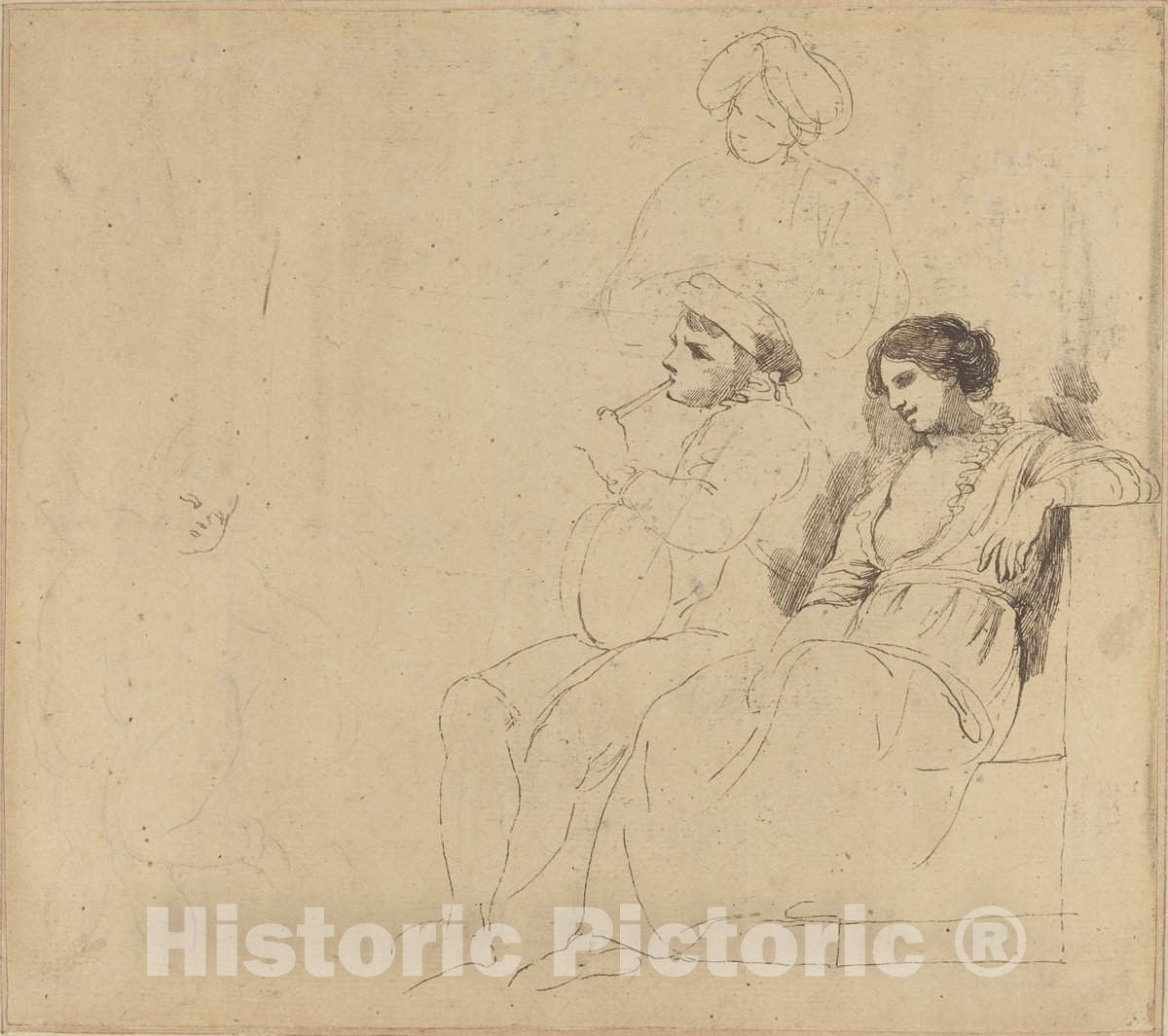 Art Print : John Hamilton Mortimer, Study for The Rustic Dancers, c.1772 - Vintage Wall Art