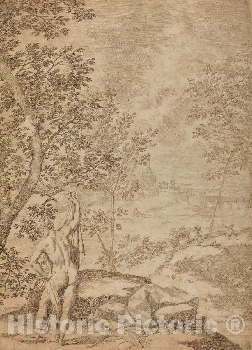 Art Print : Donato Creti, Apollo Standing in a River Landscape, c.1725 - Vintage Wall Art